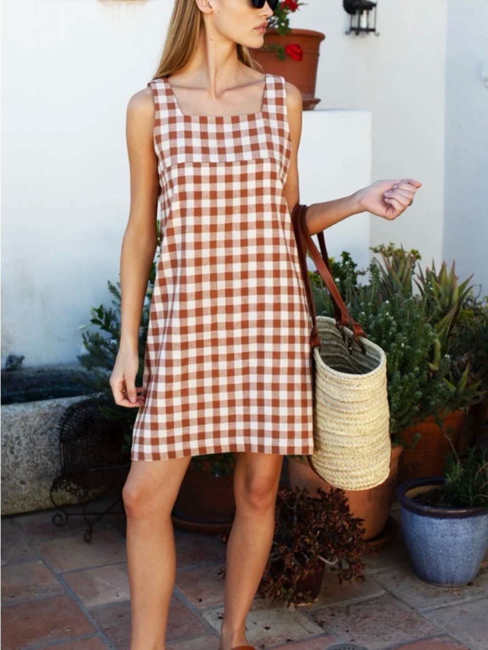 Emerson Fry Studio Shift Gingham Dress Handloom Cotton Lined Sleeveless Small